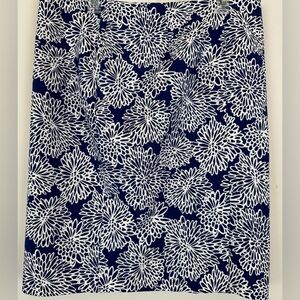 Liz Claiborne Blue White Floral Pencil Skirt Lined Stretch Career Skirt Size 14